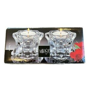 Mikasa Sparkling Star Glass Votive Candle Holder Set of 2 NEW 2.25”H